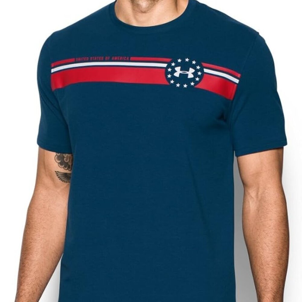 Under Armour Navy and Red Short Sleeve Tee